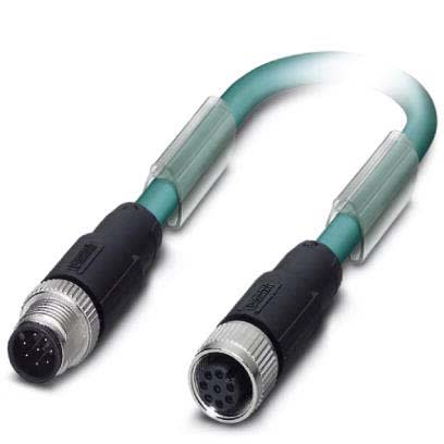 Phoenix Contact - Câble capt./act., 8 pôles, Ethernet CAT5, M12 mâle droit, M12 fem. droit, A, 10m