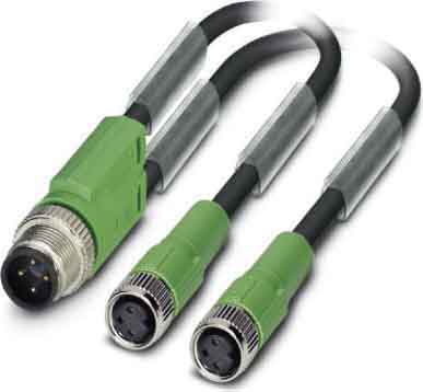 Phoenix Contact - Câble capt./act., 3 pôles, PUR, M12 mâle droit, M8 femelle droit, A, 3 m