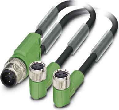 Phoenix Contact - Câble capt./act., 3 pôles, PUR, M12 mâle droit, M8 femelle coudé, A, 0,3 m