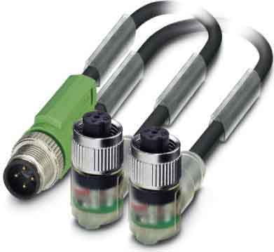 Phoenix Contact - Câble capt./act., 3 pôles, PUR, M12 mâle droit, M12 femelle coudé, A, 0,3 m