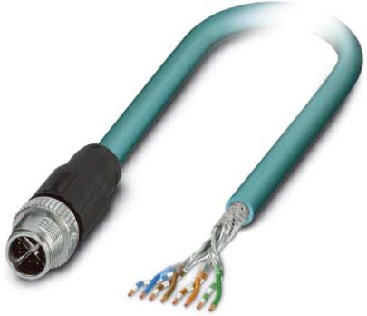 Phoenix Contact - Câble Bus, 8 pôles, Ethernet CAT6, M12 mâle droit, Ext. Libre, X, 2 m