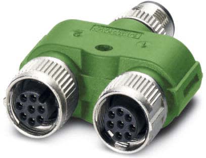 Phoenix Contact - Répartiteur en Y, 8 pôles, M12 mâle droit, 2 x M12 femelle droit, A