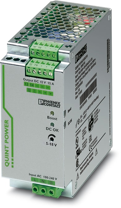 Phoenix Contact - Alimentation industrielle Mono 230VAC - Sortie 12VDC - 15A - Boost stat/Dyn/SFB