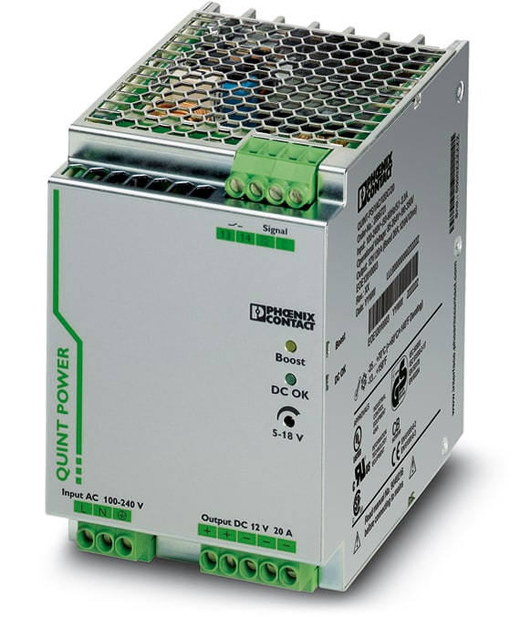 Phoenix Contact - Alimentation industrielle Mono 230VAC - Sortie 12VDC - 20A - Boost stat/Dyn/SFB
