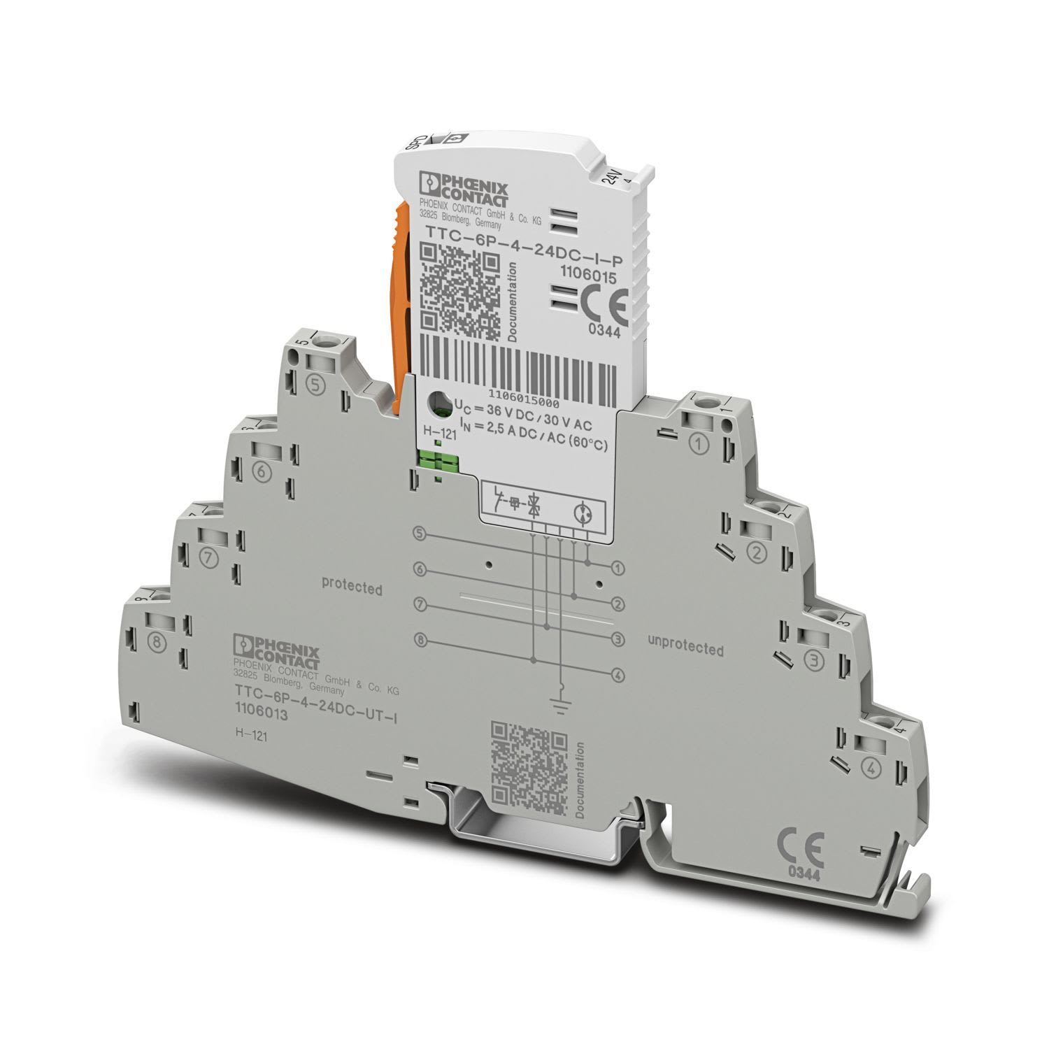 Phoenix Contact - TTC-6P-4-24DC-UT-I - Parafoudre débrochable - D1/C2 - 4 fils 24VDC HART/SIL