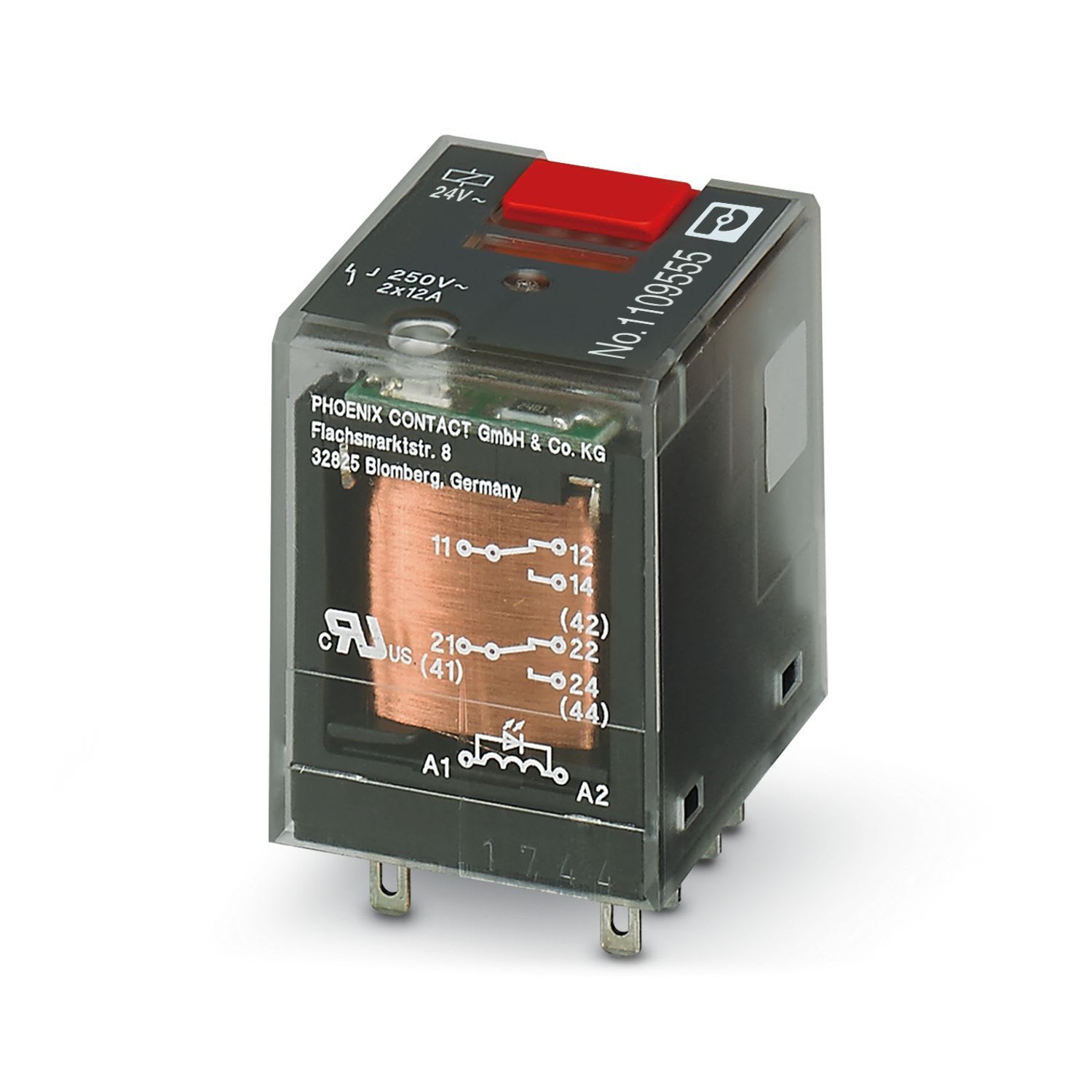 Phoenix Contact - Relais, 2RT, avec forcage, LED, 24V AC