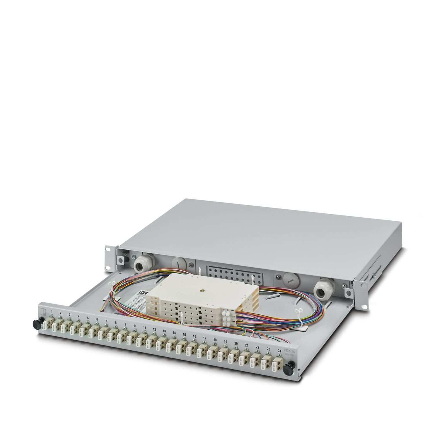 Phoenix Contact - Tiroir optique 19" 1U 24 LC Duplex 50/125 OM2 Préassemblé (cassettes pigtails)