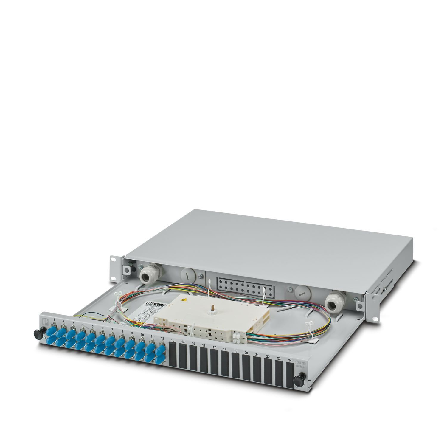 Phoenix Contact - Tiroir optique 19" 1U  12 ST Duplex 9/125  OS2 Préassemblé (cassettes pigtails)