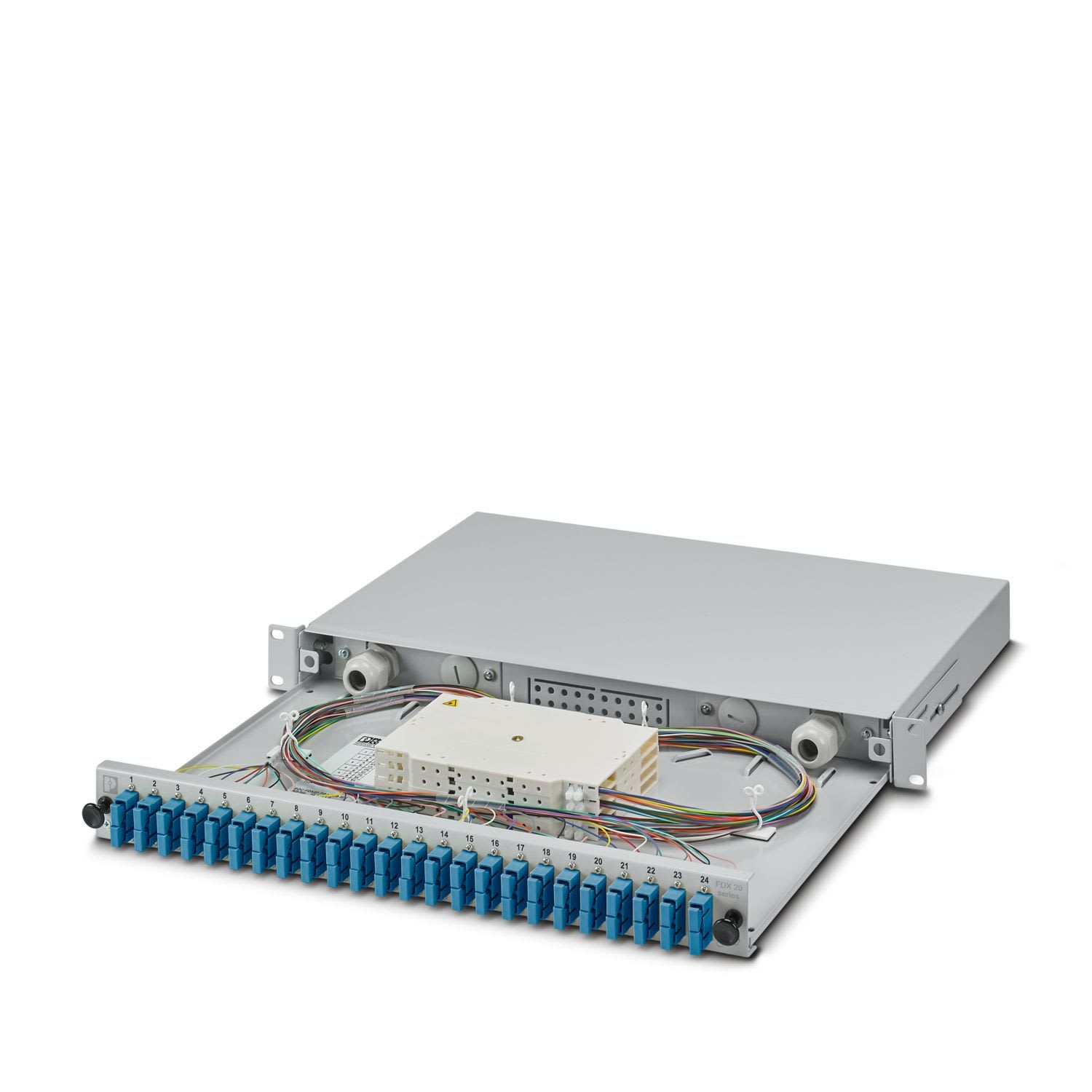 Phoenix Contact - Tiroir optique 19" 1U 24 SC Duplex 9/125 OS2 Préassemblé (cassettes pigtails)