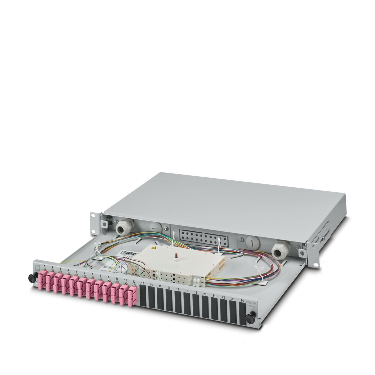 Phoenix Contact - Tiroir optique 19" 1U 12 SC Duplex 50/125 OM4 Préassemblé (cassettes pigtails)