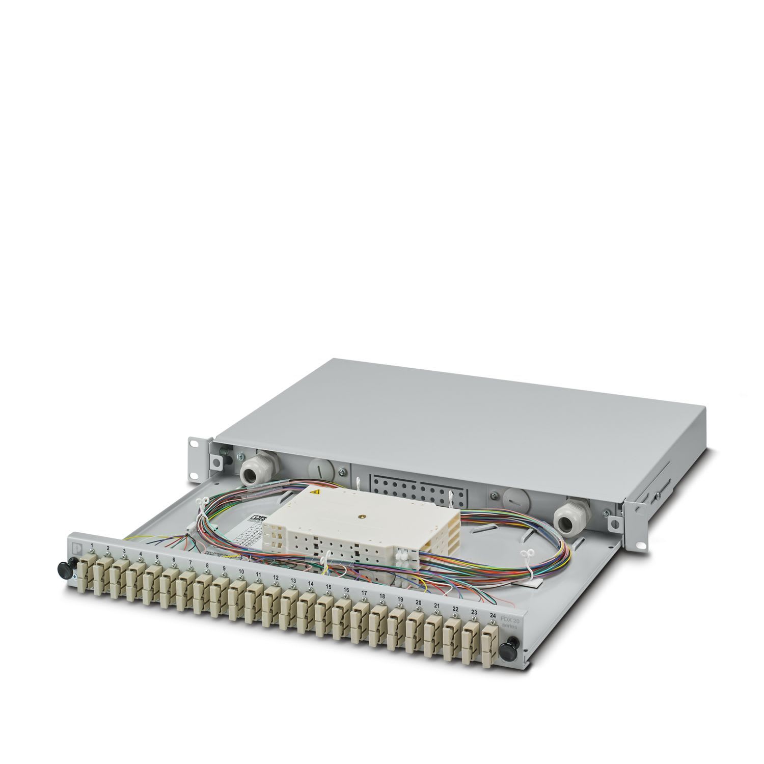 Phoenix Contact - Tiroir optique 19" 1U 24 SC Duplex 50/125 OM2 Préassemblé (cassettes pigtails)