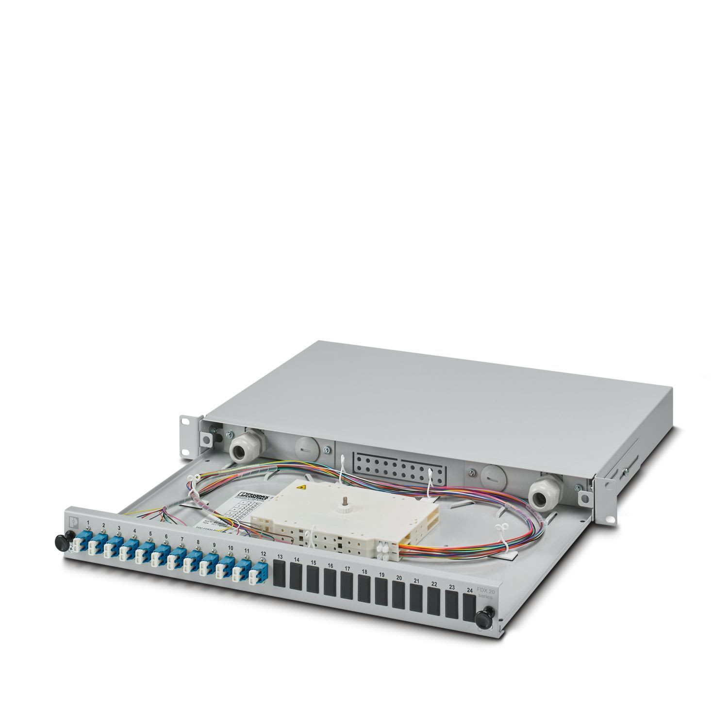 Phoenix Contact - Tiroir optique 19" 1U 12 LC Duplex 9/125 OS2 Préassemblé (cassettes pigtails)
