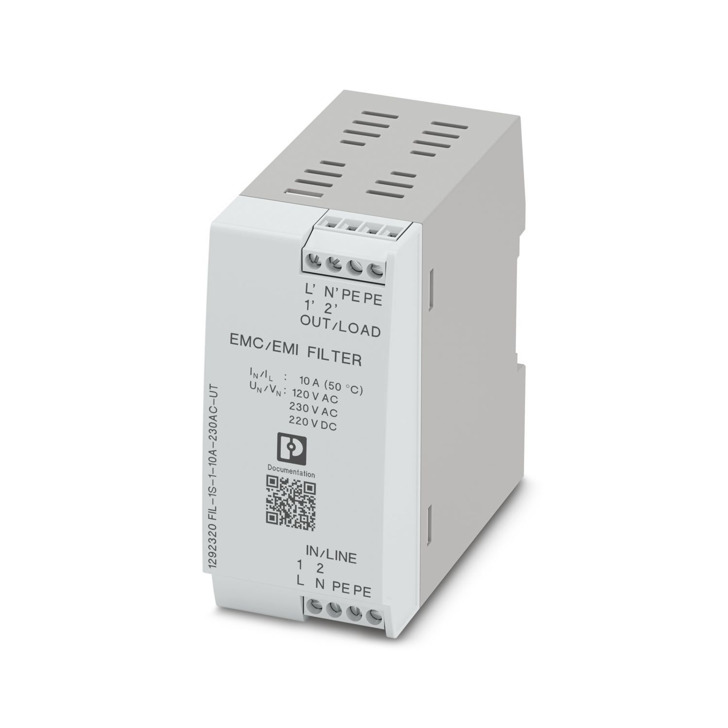 Phoenix Contact - FIL-1S-1-10A-230AC-UT - Filtre CEM 230VAC - 10A
