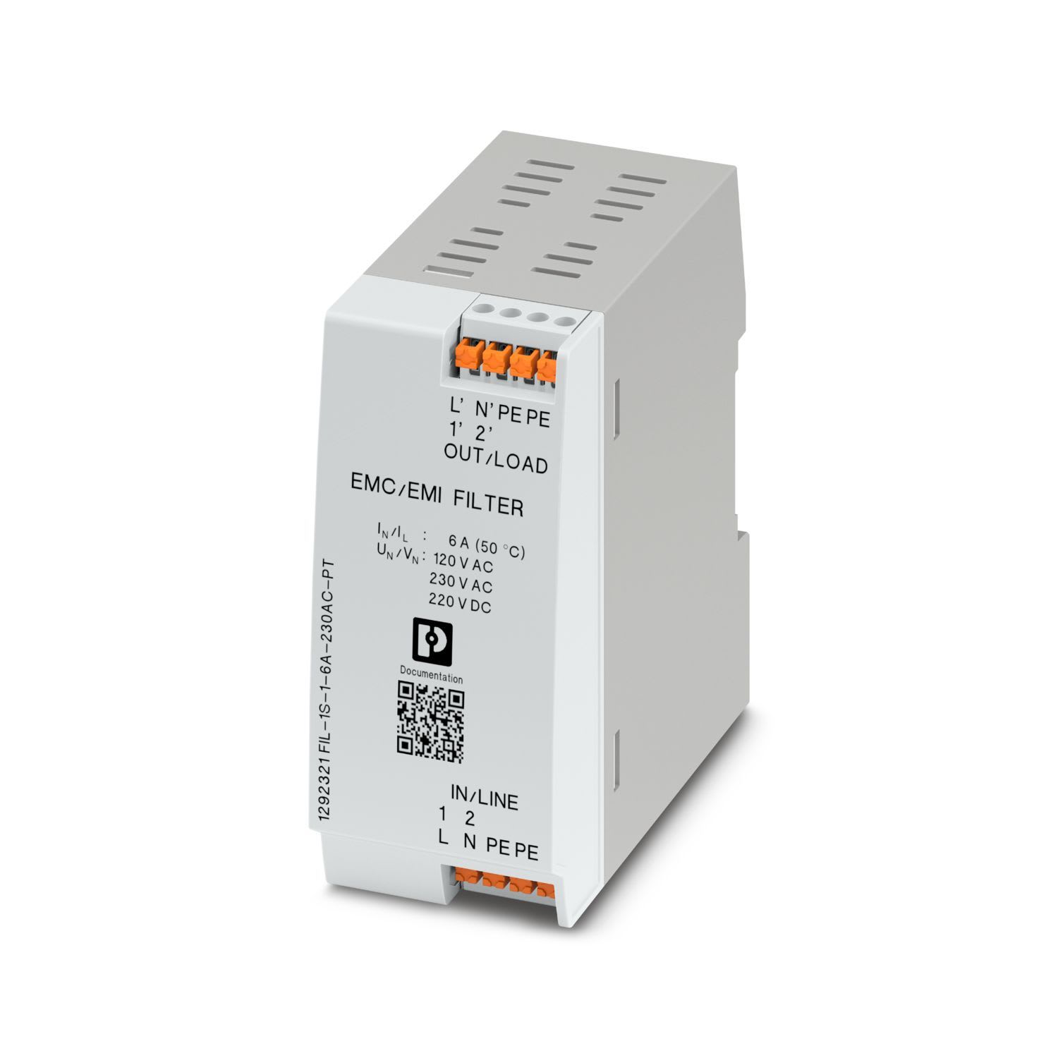 Phoenix Contact - FIL-1S-1-6A-230AC-PT - Filtre CEM 230VAC - 6A