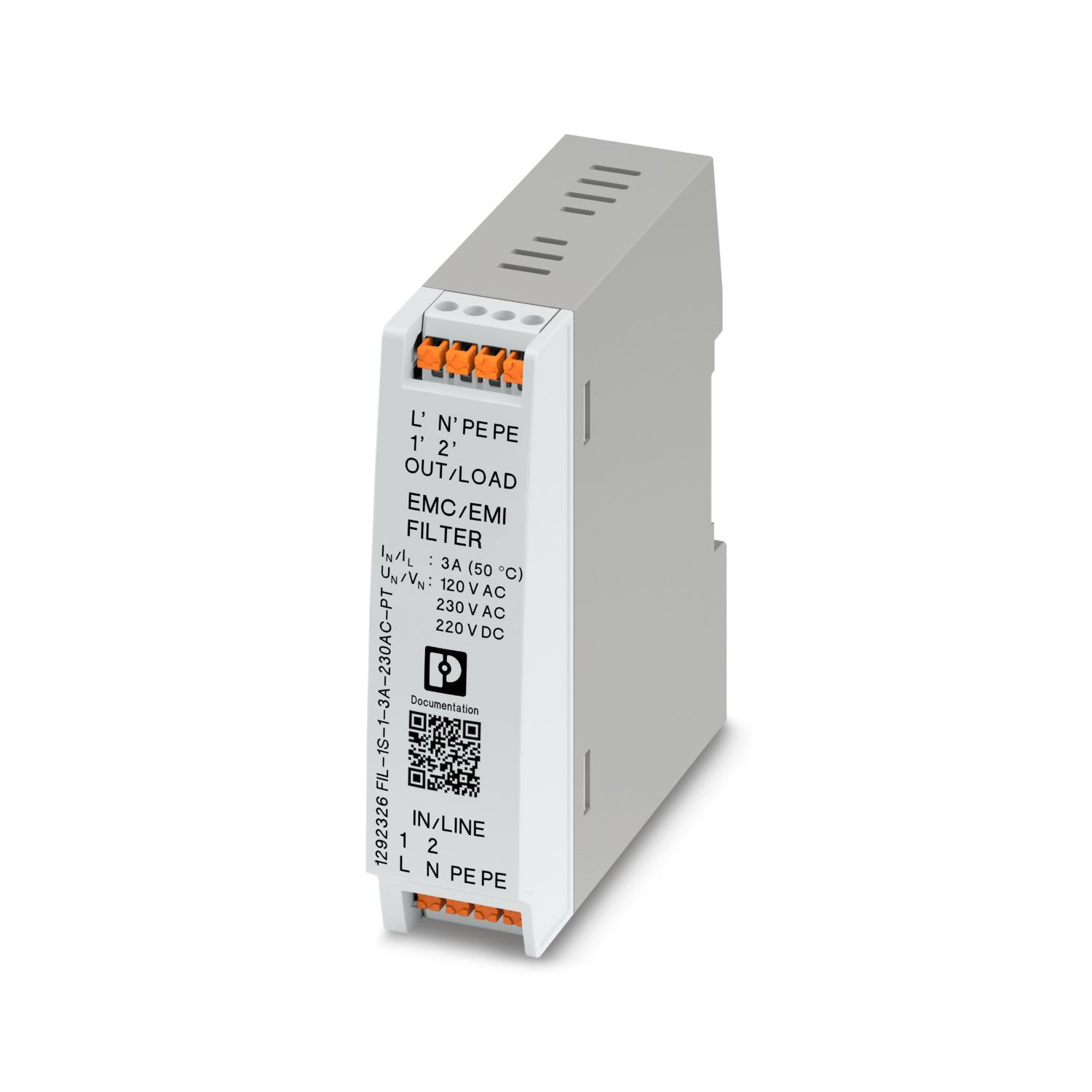 Phoenix Contact - FIL-1S-1-3A-230AC-PT - Filtre CEM 230VAC - 3A