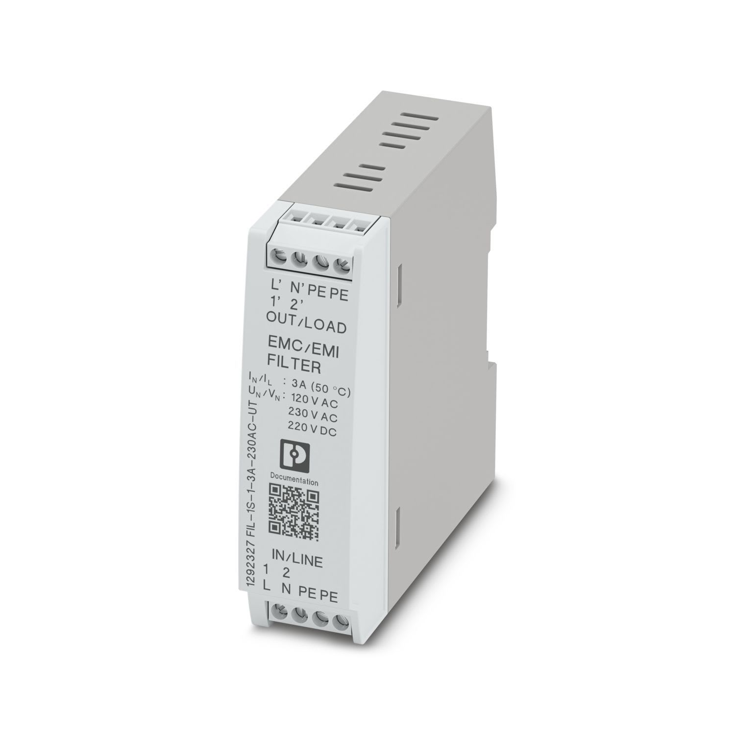 Phoenix Contact - FIL-1S-1-3A-230AC-UT - Filtre CEM 230VAC - 3A