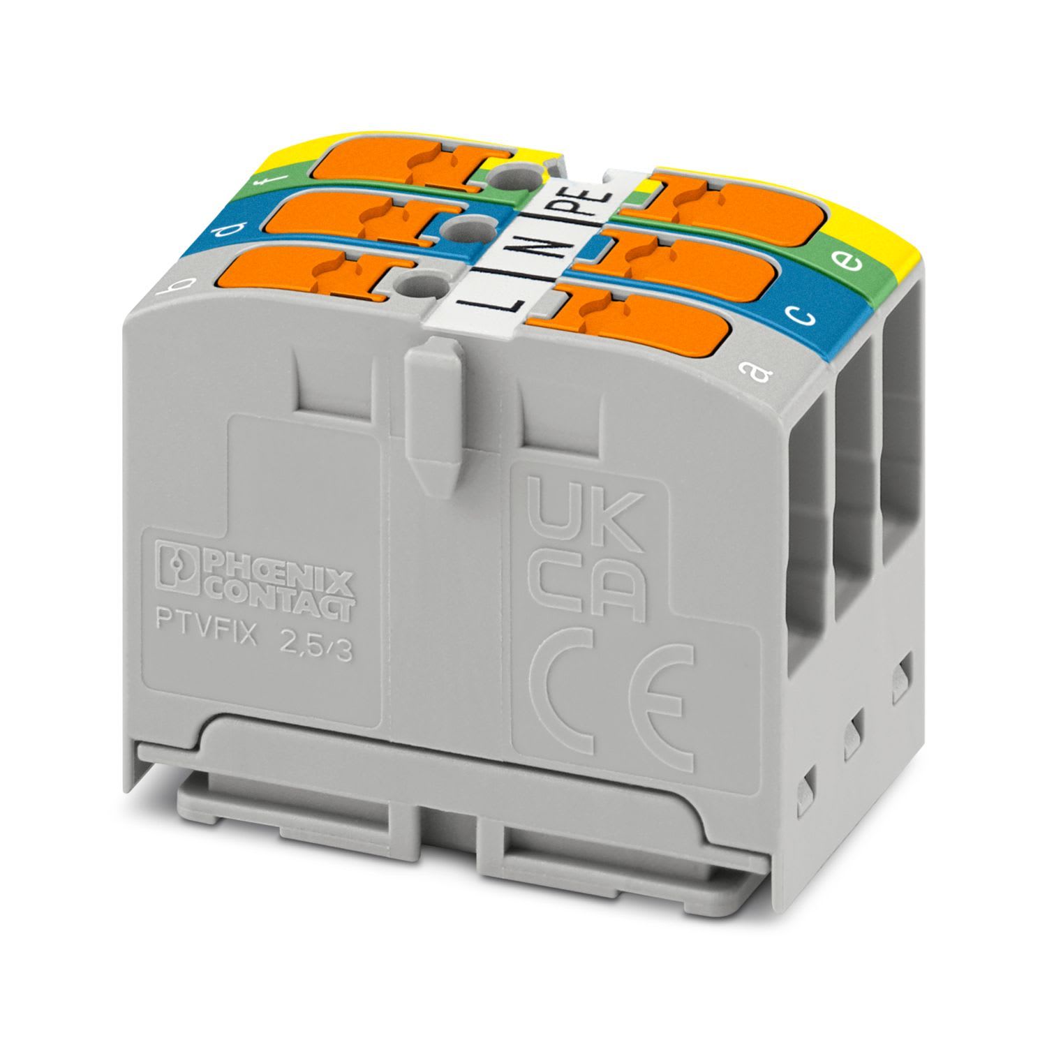 Phoenix Contact - PTVFIX 2,5-L/N/GNYE - Bloc répartiteur PTFIX