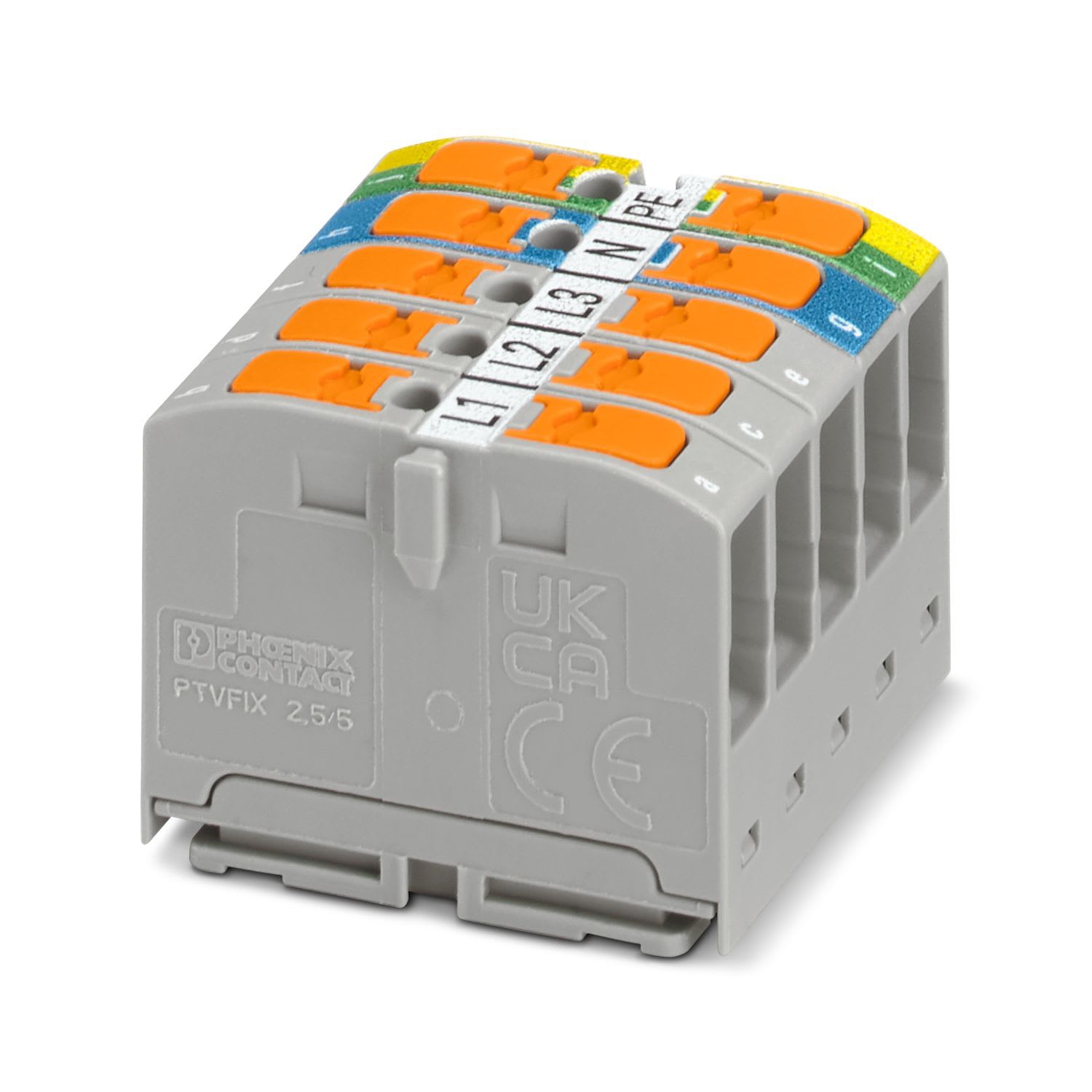 Phoenix Contact - PTVFIX 2,5-3L/N/GNYE - Bloc répartiteur PTFIX