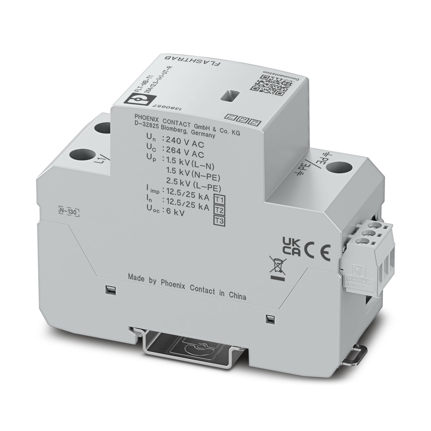 Phoenix Contact - Parafoudre T1+2+3 - Monophasé 230VAC - 12,5kA  - TT/TNS avec contact o/f