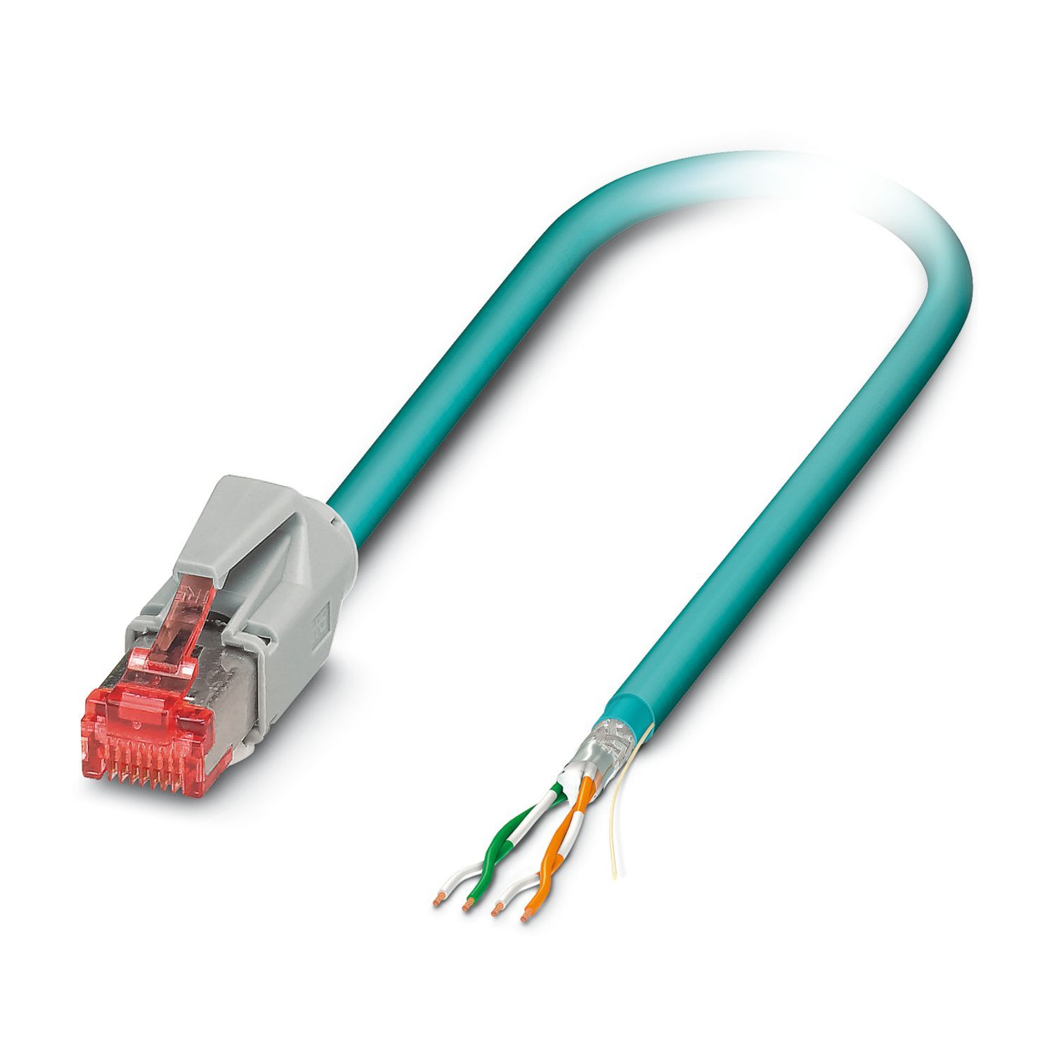 Phoenix Contact - Cordon Ethernet RJ45 Male->V6 Cat 5, cable PUR SF/TQ  AWG26 - Bleu - 0,5m