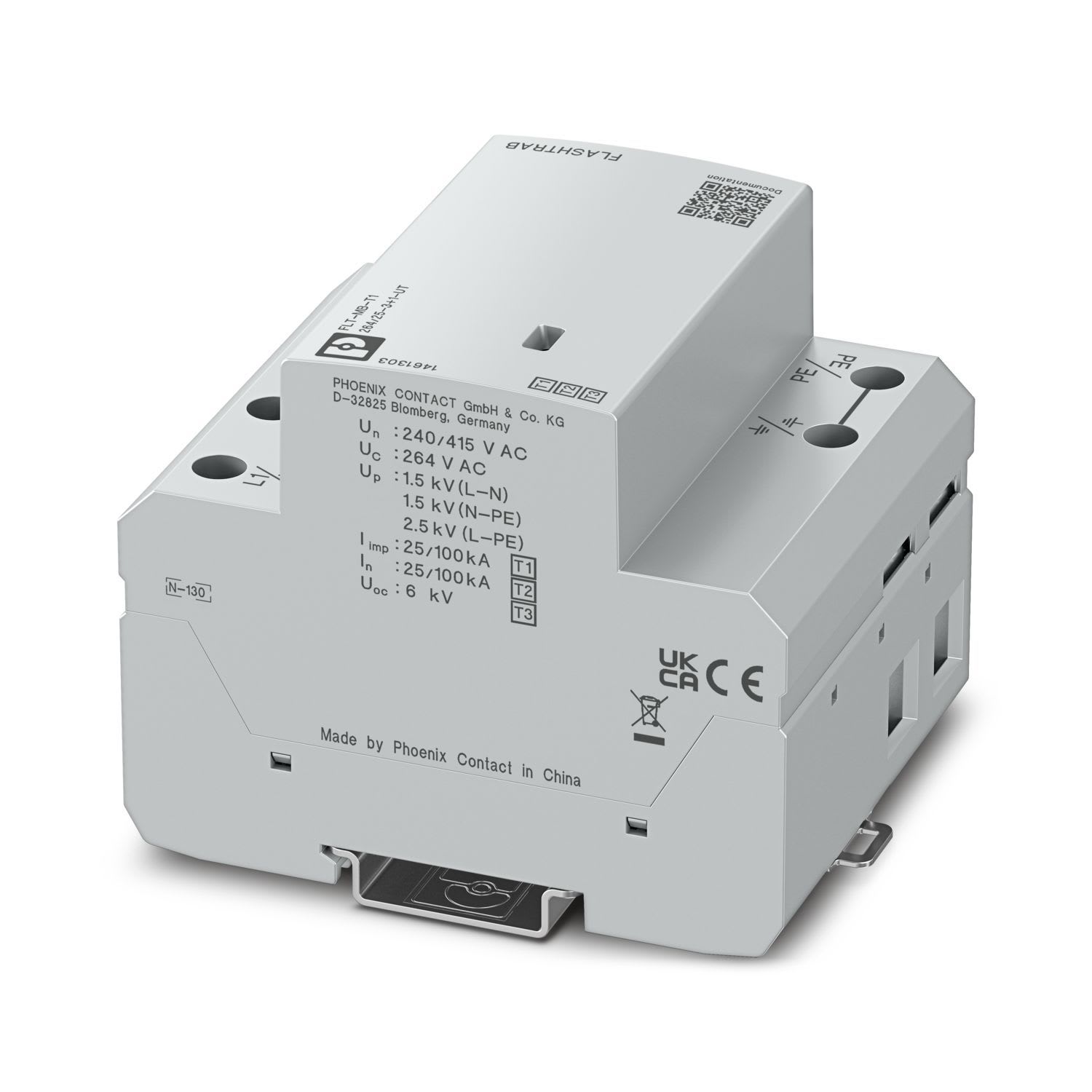 Phoenix Contact - FLT-MB-T1-264/25-3+1-UT - Parafoudre T1+2+3 - Triphasé+N 400VAC - 25kA - TT/TNc
