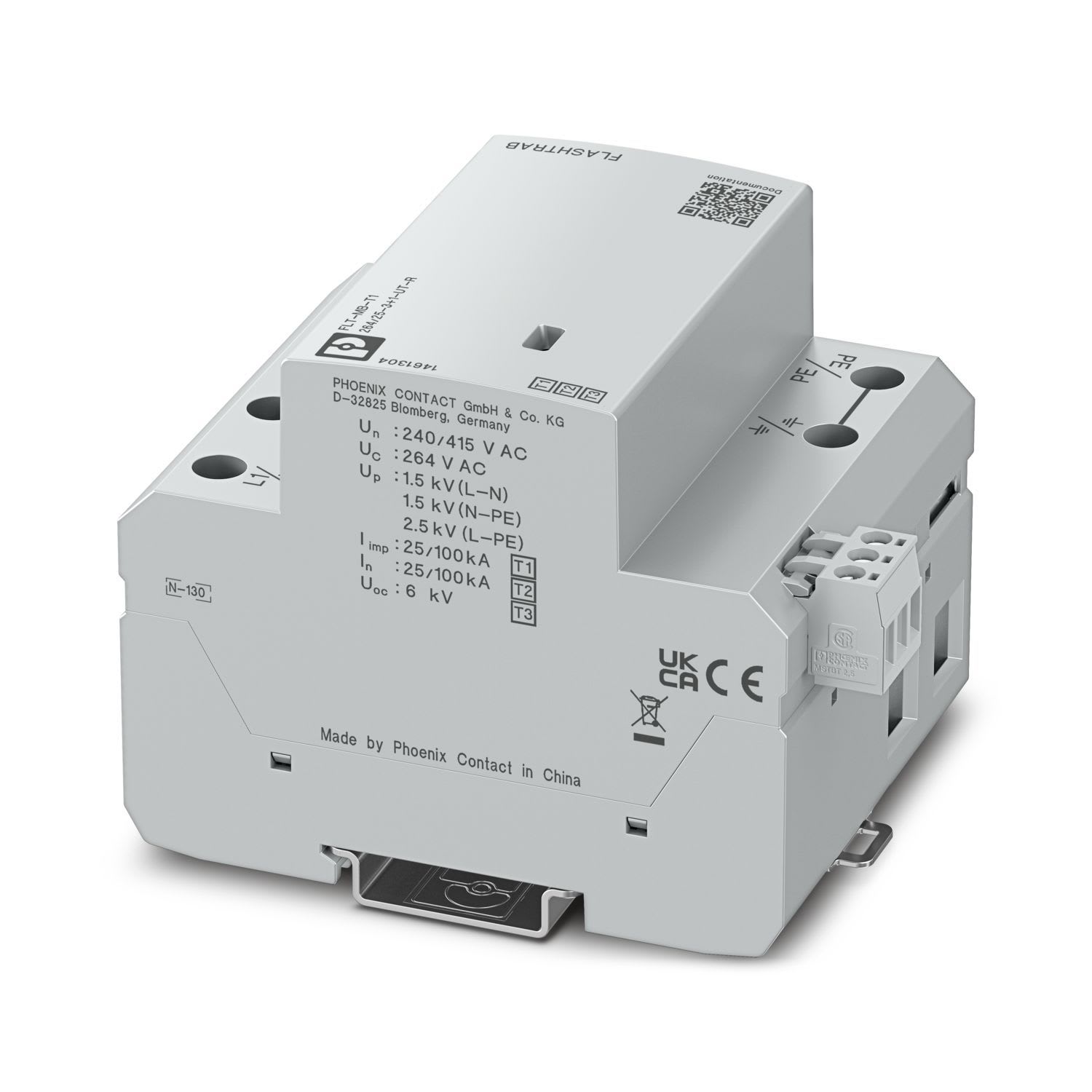 Phoenix Contact - Parafoudre T1+2+3 - Triphasé+N 400VAC - 25kA - TT/TNC avec contact o/f