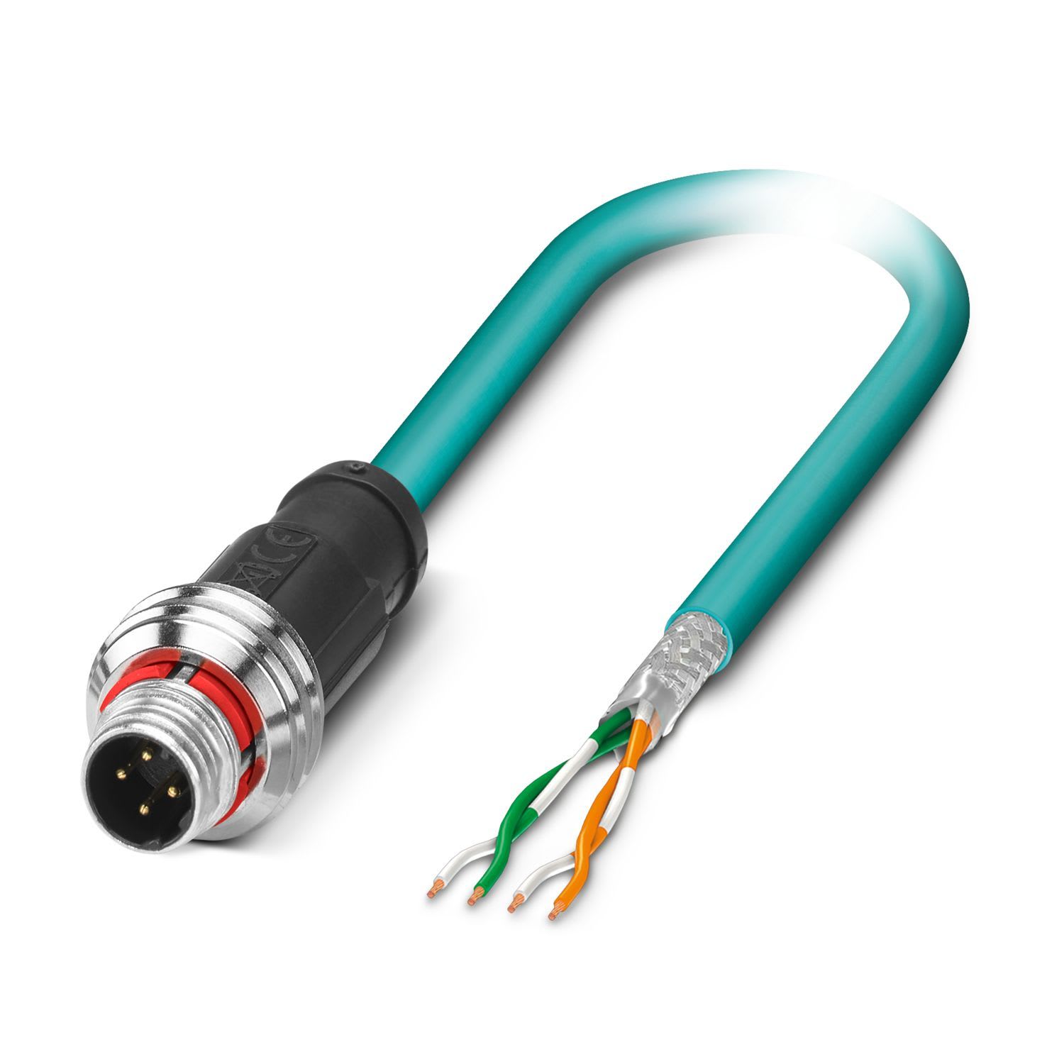 Phoenix Contact - Câble Bus, 4 pôles, Ethernet CAT5, M12 mâle droit, Ext. Libre, D, 2 m