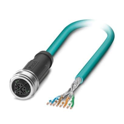 Phoenix Contact - Câble Bus, 8 pôles, Ethernet CAT6A, M12 femelle droit, Ext. Libre, X, 1 m