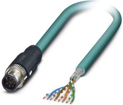 Phoenix Contact - Câble Bus, 8 pôles, Ethernet CAT5, M12 mâle droit, Ext. Libre, A, 2 m
