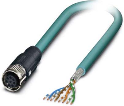 Phoenix Contact - Câble Bus, 8 pôles, Ethernet CAT5, M12 femelle droit, Ext. Libre, A, 2 m