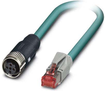Phoenix Contact - Câble Bus, 4 pôles, Ethernet CAT5, M12 femelle droit, RJ45, D, 5 m