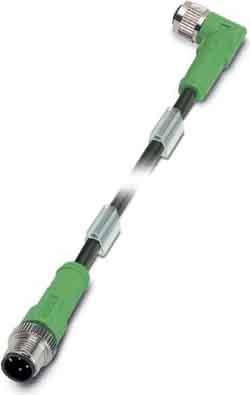 Phoenix Contact - Câble capt./act., 4 pôles, PUR, M12 mâle droit, M12 femelle coudé, A, 0,6 m