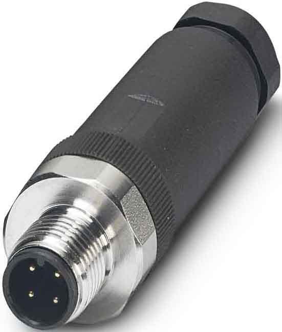 Phoenix Contact - Connecteur M12, codage A, mâle droit, 4P, à visser, bague inox, diam. 6 à 8 mm
