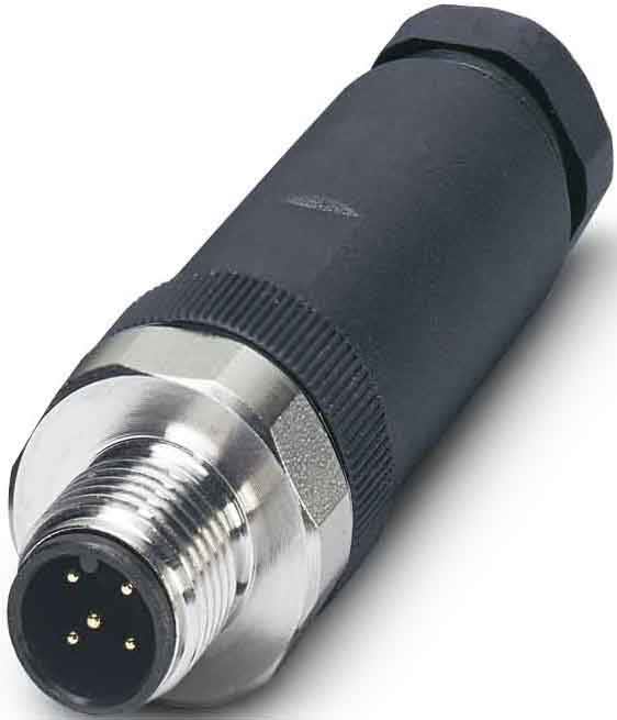 Phoenix Contact - Connecteur M12, codage A, mâle droit, 5P, à visser, bague inox, diam. 6 à 8 mm