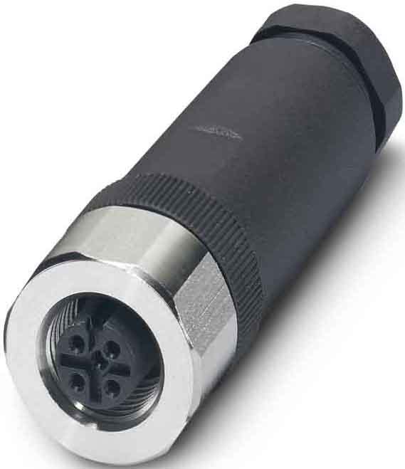 Phoenix Contact - Connecteur M12, cod. A, femelle droit, 4P, à visser, bague inox, diam. 6 à 8 mm