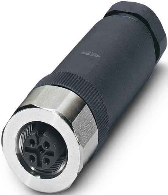 Phoenix Contact - Connecteur M12, cod. A, femelle droit, 5P, à visser, bague inox, diam. 6 à 8 mm