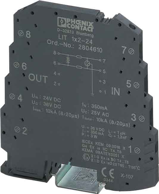 Phoenix Contact - LIT 1X2-24 - Borne parafoudre 1 boucle 4-20mA In: 5kA (8/20) - Uc: 36VDC