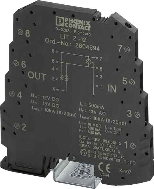Phoenix Contact - LIT 2-12 - Borne parafoudre 2 fils PT100 In: 5kA (8/20) - Uc: 18VDC