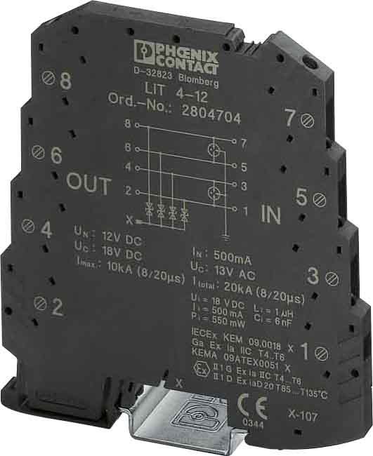Phoenix Contact - LIT 4-12 - Borne parafoudre 4 fils PT100 In: 5kA (8/20) - Uc: 18VDC