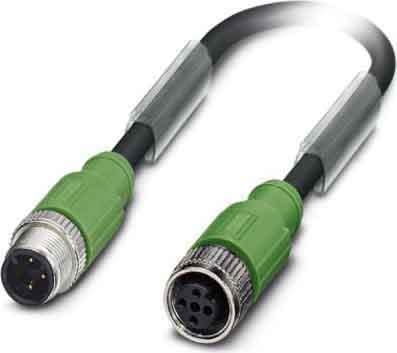 Phoenix Contact - Câble capt./act., 3 pôles, PUR, blindé, M12 mâle droit, M12 fem. droit, A, 1,5 m