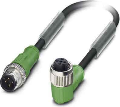 Phoenix Contact - Câble capt./act., 4 pôles, PUR, M12 mâle droit, M12 femelle coudé, A, 3 m