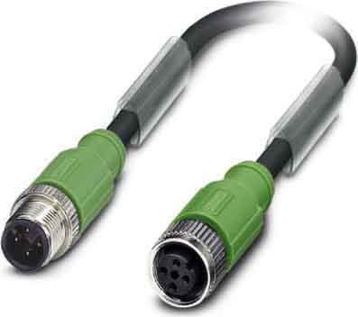 Phoenix Contact - Câble capt./act., 4 pôles, PUR, blindé, M12 mâle droit, M12 femelle droit, A, 3m