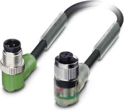 Phoenix Contact - Câble capt./act., 4 pôles, PUR, M12 mâle coudé, M12 femelle coudé, A, 0,3 m