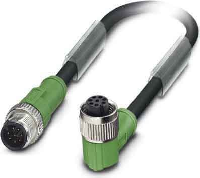 Phoenix Contact - Câble capt./act., 8 pôles, PUR, M12 mâle droit, M12 femelle coudé, A, 3 m
