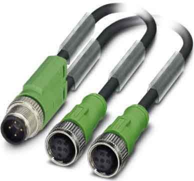 Phoenix Contact - Câble capt./act., 3 pôles, PUR, M12 mâle droit, M12 femelle droit, A, 0,3 m