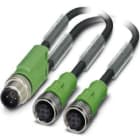 Phoenix Contact - Câble capt./act., 4 pôles, PUR, M12 mâle droit, 2 x M12 femelle droit, A, 0,3 m