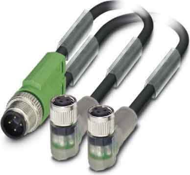 Phoenix Contact - Câble capt./act., 3 pôles, PUR, M12 mâle droit, M8 femelle coudé, A, 0,6 m