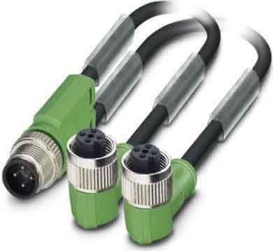 Phoenix Contact - Câble capt./act., 3 pôles, PUR, M12 mâle droit, M12 femelle coudé, A, 0,6 m