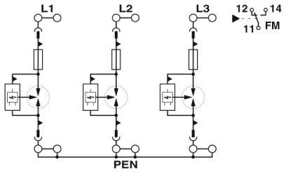 Phoenix Contact - Parafoudre Tri T1+2 avec fusible intégré - Uc:440VAC-Iimp:25kA-Up:2,5kV-IT