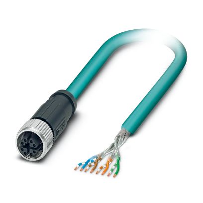 Phoenix Contact - Câble Bus, 8 pôles, Ethernet CAT6, M12 femelle droit, Ext. Libre, X, 2 m